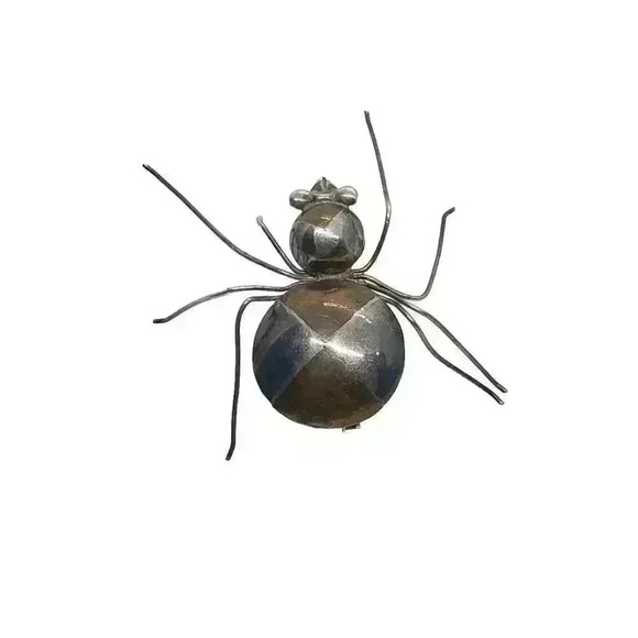 Vintage Large Spider Pin Brooch Insect Retro Silver & Brass MCM - Picture 1 of 11